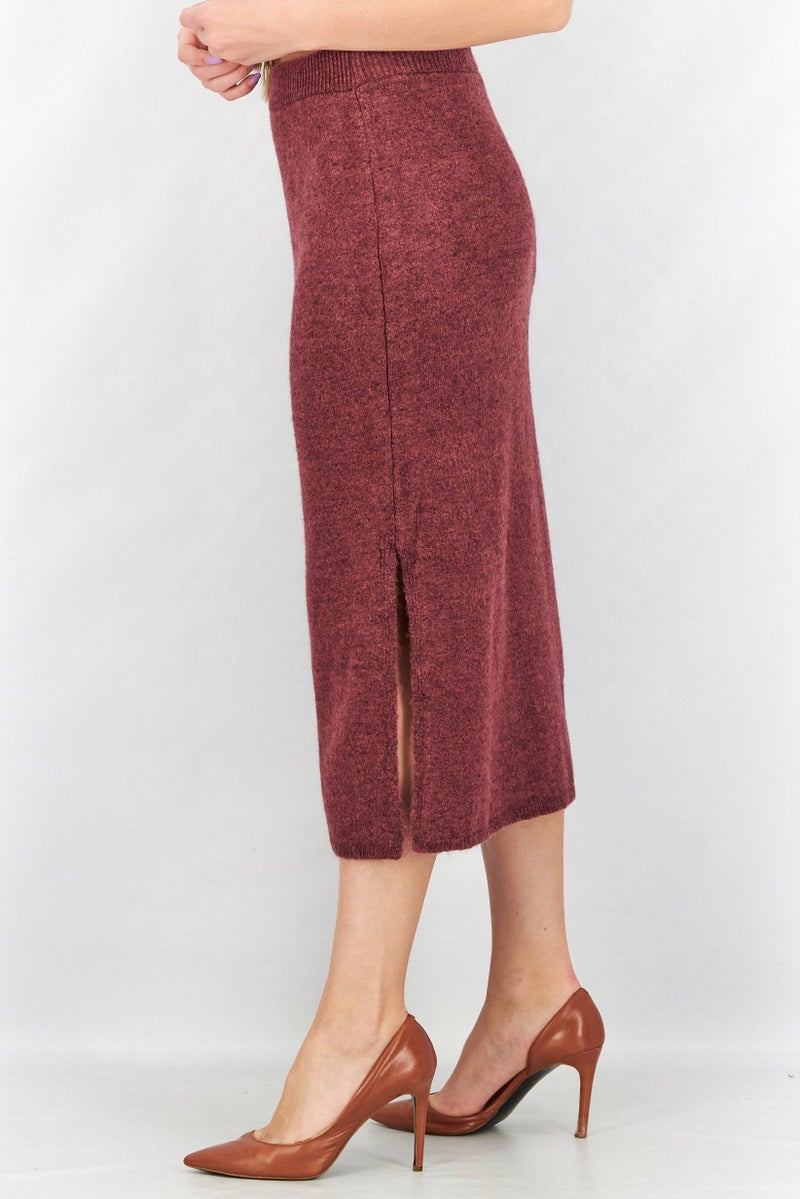 NA-KD Women Textured Midi Skirt, Maroon - Image 2